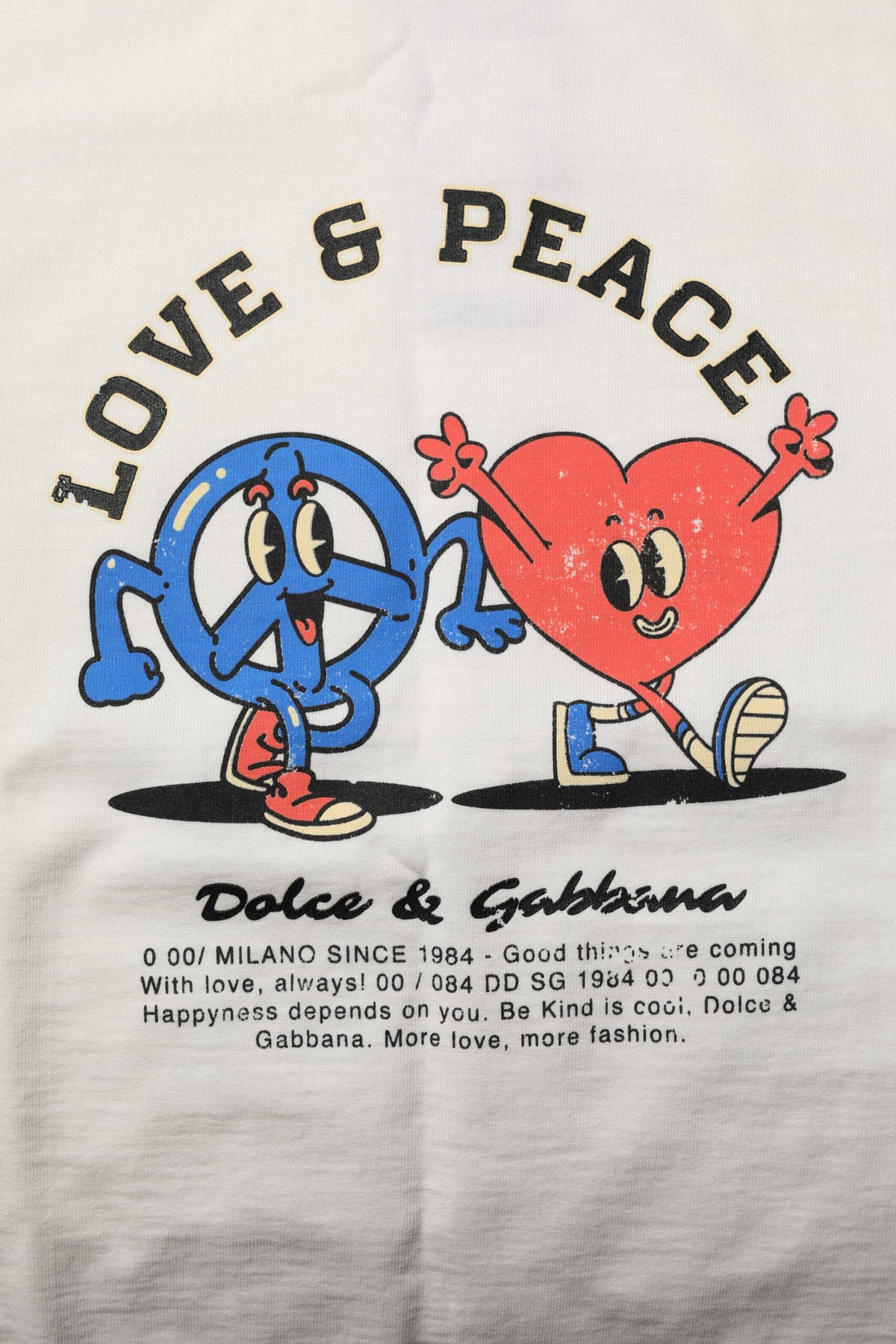 White Love Peace Cotton Men Crew Neck T-shirt