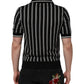 Black White Stripes Collared Polo T-shirt