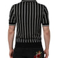 Black White Stripes Collared Polo T-shirt