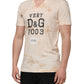 Beige Logo Print Short Sleeve V-neck T-shirt