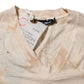 Beige Logo Print Short Sleeve V-neck T-shirt