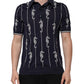 Dark Blue Sea Horse Collared Polo T-shirt