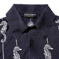 Dark Blue Sea Horse Collared Polo T-shirt