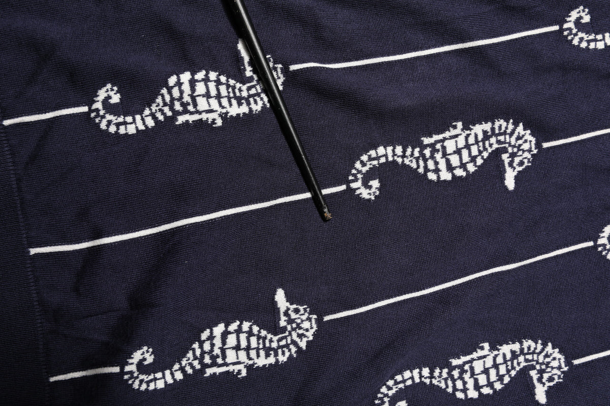 Dark Blue Sea Horse Collared Polo T-shirt