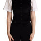 Black Brown Leopard Print Waistcoat Vest
