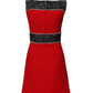 Red Wool Sleeveless A-line Flared Mini Dress