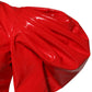 Red Patent Leather Puff Sleeves Mini Dress