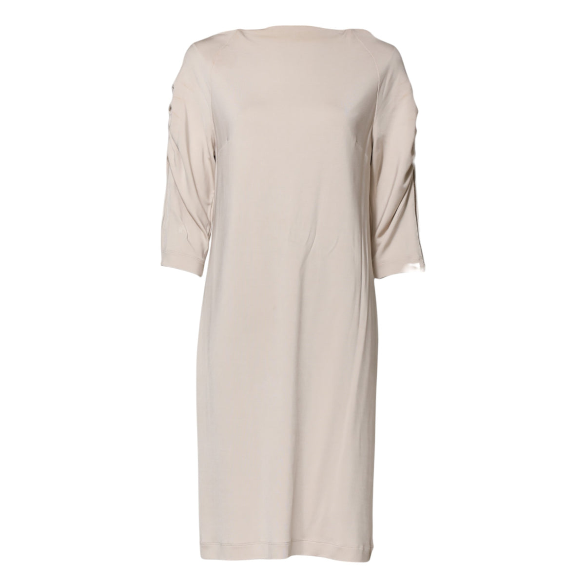 Ivory Viscose Sheath Knee Length Dress