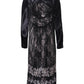 Black Floral Viscose Sheath Midi Dress
