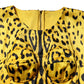 Yellow Polyester Leopard Midi Sheath Dress
