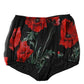 Black Floral High Waist Women Hot Pants Shorts