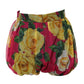 Red Floral High Waist Women Hot Pants Shorts