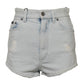 Light Blue Washed Denim Cotton Hot Pants Shorts