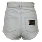 Light Blue Washed Denim Cotton Hot Pants Shorts