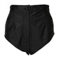 Black Viscose High Waisted Hot Pants Shorts