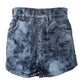 Blue Floral Print Denim Cotton Hot Pants Shorts