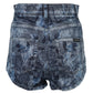 Blue Floral Print Denim Cotton Hot Pants Shorts