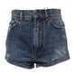 Blue Tattered Denim Cotton Hot Pants Shorts