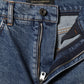 Blue Tattered Denim Cotton Hot Pants Shorts