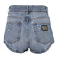 Blue Logo Plaque Denim Cotton Hot Pants Shorts