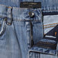 Blue Logo Plaque Denim Cotton Hot Pants Shorts