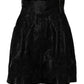 Black Floral Embroidery Silk High Waist Shorts