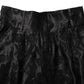 Black Floral Embroidery Silk High Waist Shorts