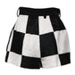 Black White Floral Brocade Hot Pants Shorts