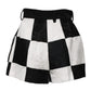 Black White Floral Brocade Hot Pants Shorts