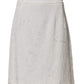 White Floral Brocade A-line High Waist Skirt