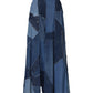 Blue Denim Long Maxi Patchwork Cotton Skirt