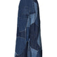 Blue Denim Long Maxi Patchwork Cotton Skirt