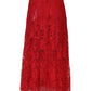 Red Cotton Floral Lace A-line Long Maxi Skirt