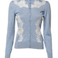 Blue Floral Lace Detailing Cardigan Sweater
