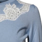 Blue Floral Lace Detailing Cardigan Sweater
