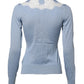 Blue Floral Lace Detailing Cardigan Sweater