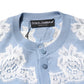 Blue Floral Lace Detailing Cardigan Sweater