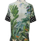 Multicolor Printed Silk Collared Shirt Top