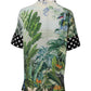 Multicolor Printed Silk Collared Shirt Top
