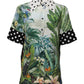 Multicolor Printed Silk Collared Shirt Top