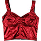 Red Bustier Sleeveless Corset Cropped Top