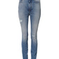 Blue Washed Skinny High Waist Denim Jeans