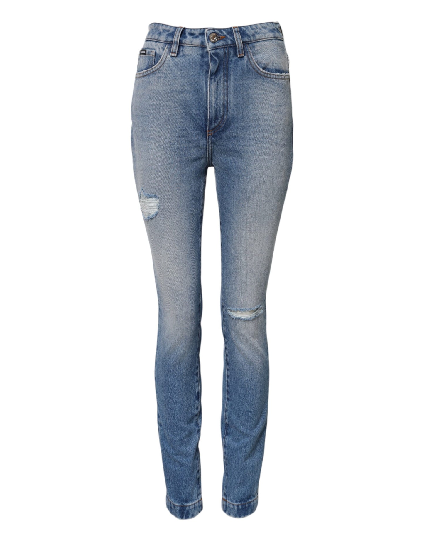 Blue Washed Skinny High Waist Denim Jeans