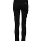 Black Cotton Logo Skinny Mid Waist Denim Jeans