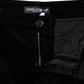 Black Cotton Skinny Capri Cropped Denim Jeans