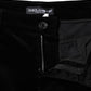 Black Cotton Skinny Capri Cropped Denim Jeans