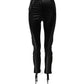 Black Lace Details High Waist Skinny Pants