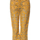 Yellow Floral Lace Mid Waist Capri Pants