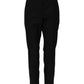 Black Wool High Waist Tapered Pants