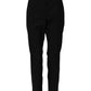 Black Wool High Waist Tapered Pants
